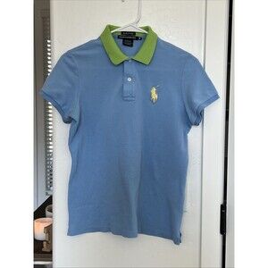 Ralph Lauren Golf Tailored Golf Fit Polo Pullover Top M Blue Pima Cotton Preppy